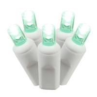 Vickerman 70 Light 9' White Wire Green Wide Angle LED Icicle Light String with 8" Spacing