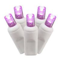 Vickerman 70 Light 9' White Wire Purple Wide Angle LED Icicle Light String with 8" Spacing