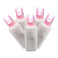 Vickerman 70 Light 9' White Wire Pink Wide Angle LED Icicle Light String with 8" Spacing