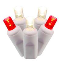 Vickerman 70 Light 9' White Wire Red / White Wide Angle LED Icicle Light String