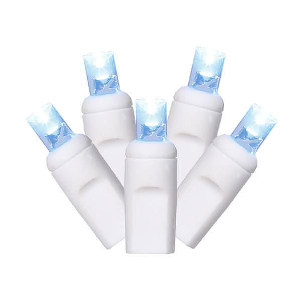 50 Light 25' White Wire Teal Wide Angle LED Lights with 6" Spacing