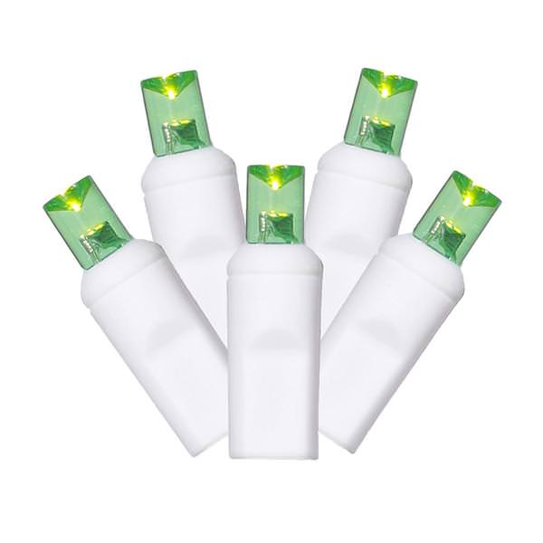50 Light 25' White Wire Lime Green Wide Angle LED Lights with 6" Spacing