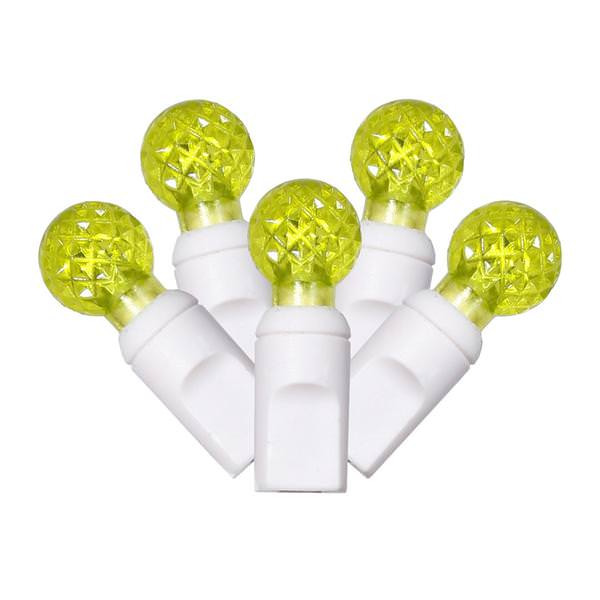 50 Light 25' White Wire Lime G12 Berry LED Miniature String with 6" Spacing