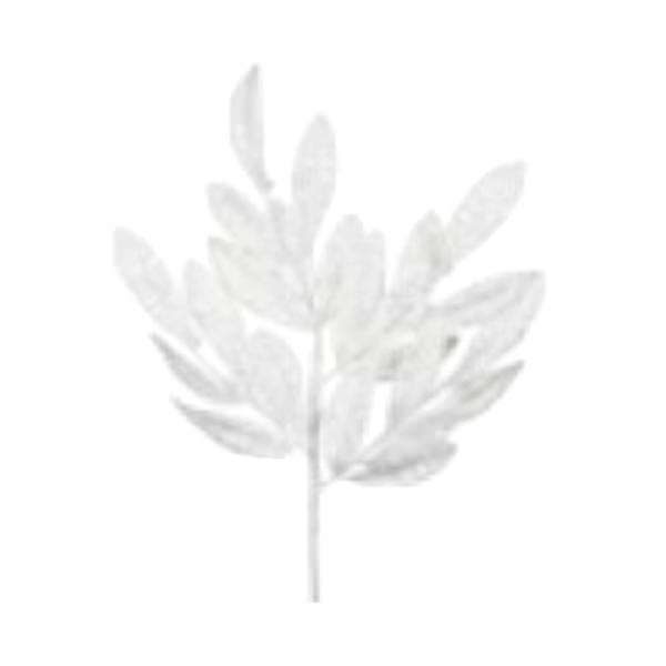 22" White Glitter Mesh Bay Leaf Spray (12 pack)