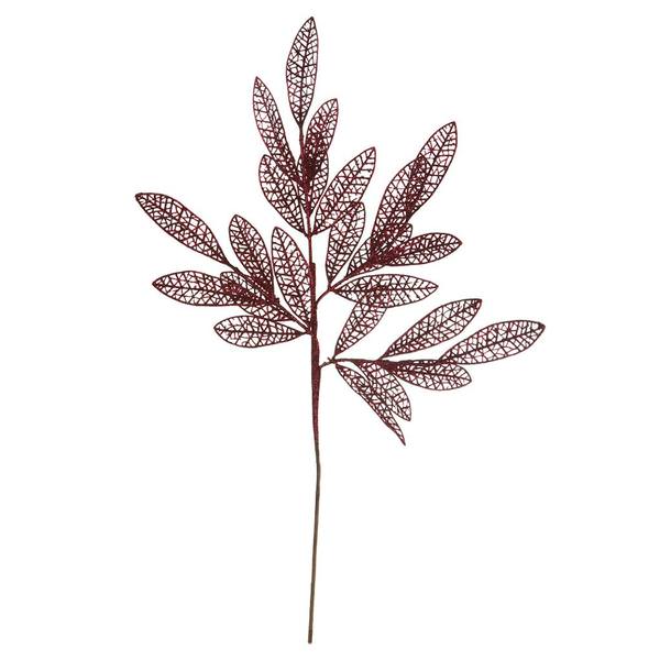 22" Burgundy Glitter Mesh Bay Leaf Spray (12 pack)