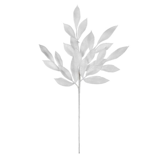 22" White Glitter Bay Leaf Spray (12 pack)