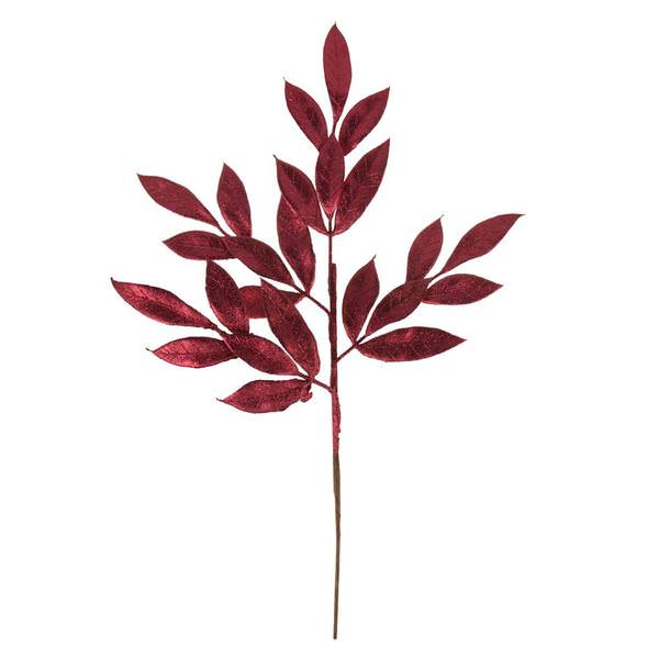 22" Burgundy Glitter Bay Leaf Spray (12 pack)