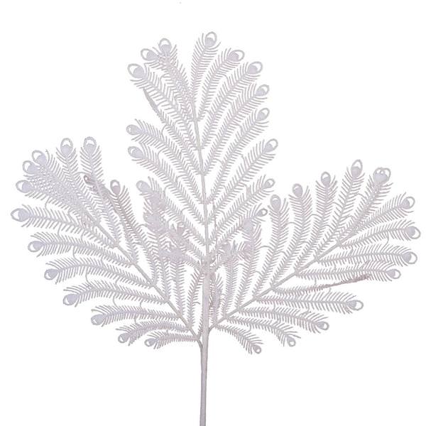 22" Artificial White Glitter Peacock Tail Spray (12 pack)