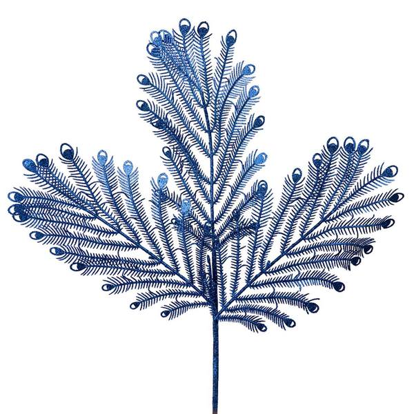 22" Artificial Blue Glitter Peacock Tail Spray (12 pack)