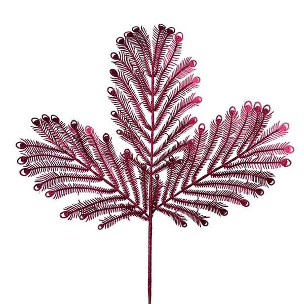 22" Artificial Burgundy Glitter Peacock Tail Spray (12 pack)