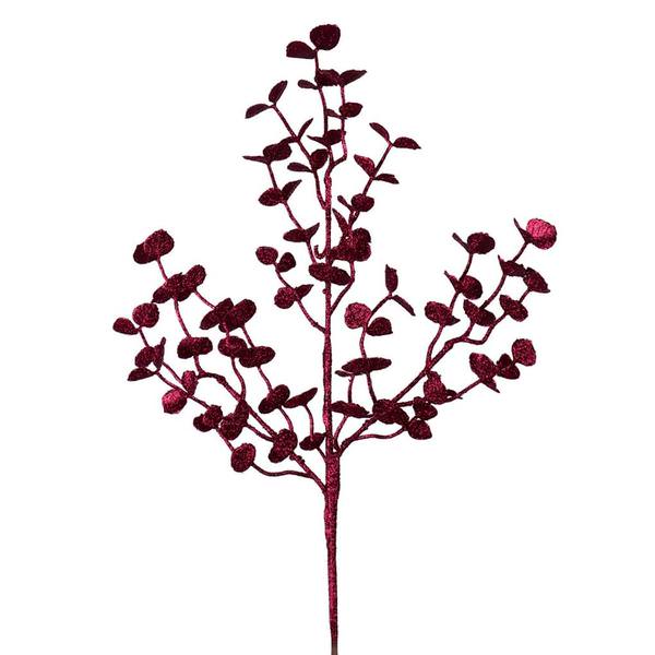 22" Burgundy Glitter Eucalyptus Spray (12 pack)