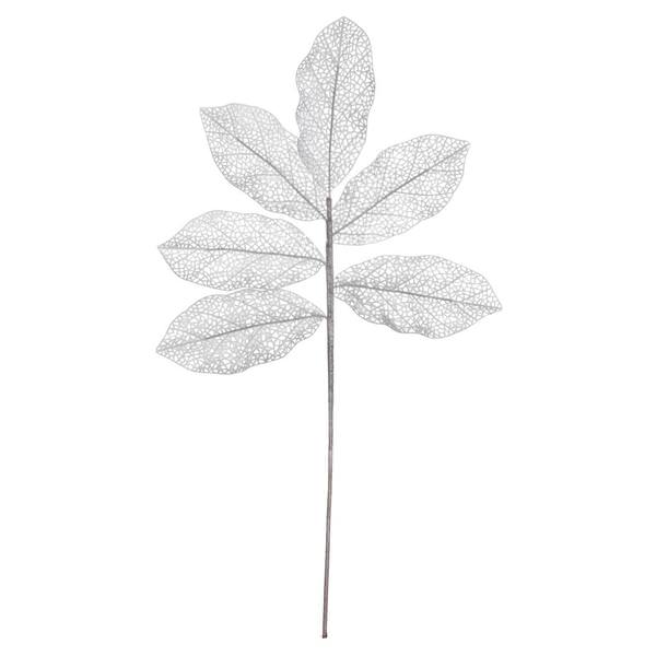 22" White Glitter Magnolia Spray (12 pack)