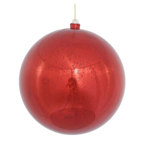 10" Red Shiny Mercury Ball Ornament