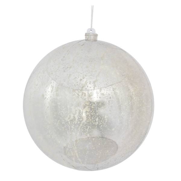 10" Silver Shiny Mercury Ball Ornament