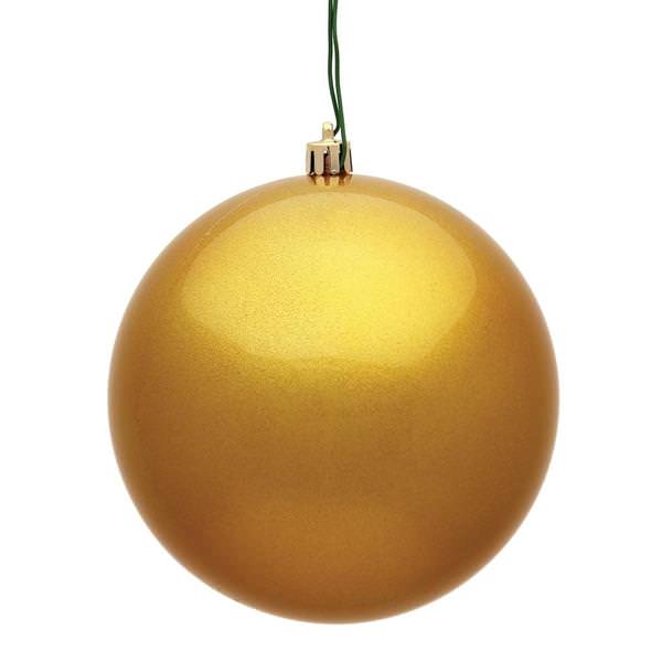 4.75" Honey Gold Candy Ball Ornament (set of 4)