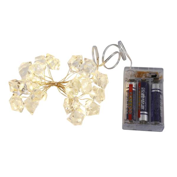 7.5' 20 Light Copper Wire Warm White Ice Cube Battery Operated LED String with Timer