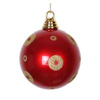 Vickerman 4" Red / Gold Polka Dot Candy Ball Ornament (4 pack)