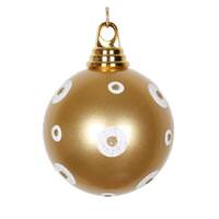 Vickerman 4" Gold / White Polka Dot Candy Ball Ornament (4 pack)