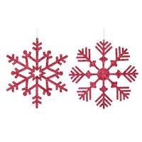 Vickerman 12" Burgundy Glitter Snowflake Ornament 2 Assorted Styles (set of 2)