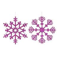 Vickerman 12" Purple Glitter Snowflake Ornament 2 Assorted Styles (set of 2)