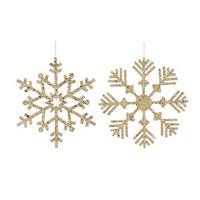 Vickerman 12" Gold Glitter Snowflake Ornament (2 pack)