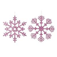 Vickerman 12" Cerise Glitter Snowflake Ornament 2 Assorted Styles (set of 2)