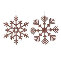 Vickerman 12" Chocolate Glitter Snowflake Ornament 2 Assorted Styles (set of 2)
