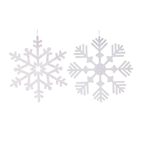 18" White Glitter Snowflake Ornament (2 pack)
