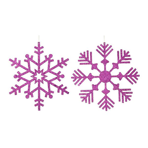 18" Purple Glitter Snowflake Ornament 2 Assorted Styles (set of 2)