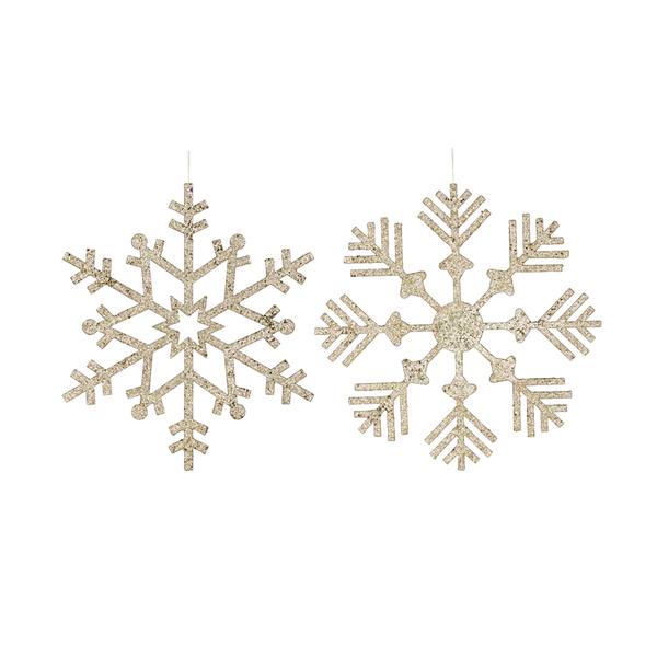 18" Gold Glitter Snowflake Ornament (2 pack)