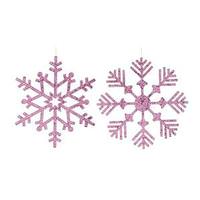 Vickerman 18" Cerise Glitter Snowflake Ornament 2 Assorted Styles (set of 2)