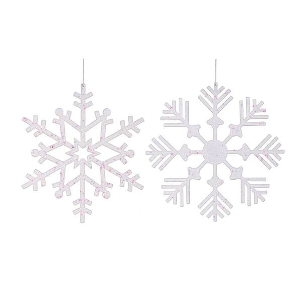 32" White Glitter Finish Snowflake 2 Assorted Styles Ornament (set of 2)