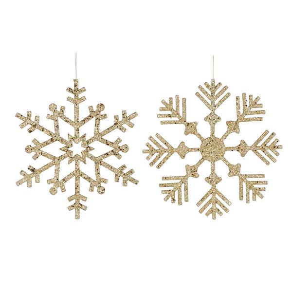 32" Gold Glitter Finish Snowflake 2 Assorted Styles Ornament (set of 2)
