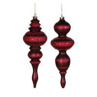 Vickerman 14" Burgundy Matte Glitter Finial Ornament (2 pack)