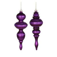 Vickerman 14" Purple Matte Glitter Finial Ornament (2 pack)
