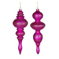 Vickerman 14" Cerise Matte Glitter Finial Ornament (2 pack)