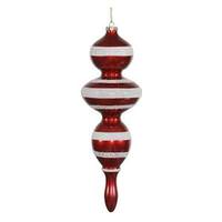 Vickerman 14" Red / White Candy Glitter Finial Ornament (2 pack)