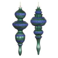 Vickerman 14" Turquoise / Sea Blue Candy Glitter Finial Ornament (2 pack)