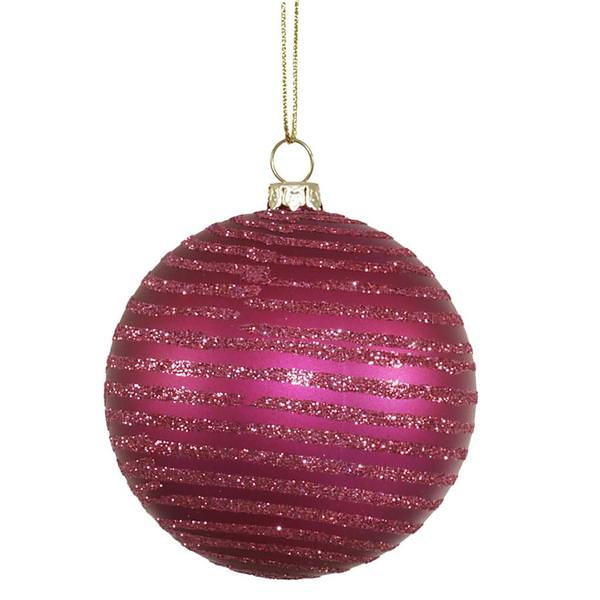 3" Magenta Matte-Glitter Ball Ornament (6 pack)