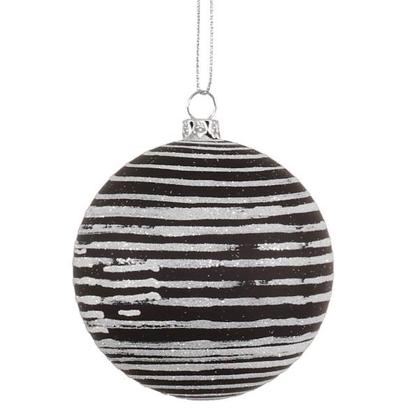 3" Black Matte-Glitter Ball Ornament (6 pack)