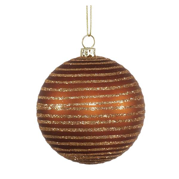 3" Copper Matte Glitter Ball Ornament (6 pack)