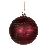 Vickerman 4" Burgundy Matte Glitter Ball Ornament (4 pack)