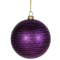 Vickerman 4" Purple Matte-Glitter Ball Ornament (4 pack)