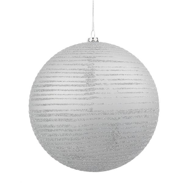 4" Silver Matte-Glitter Ball Ornament (4 pack)