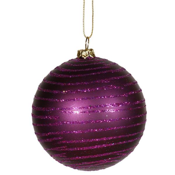 4" Plum Matte-Glitter Ball Ornament (4 pack)