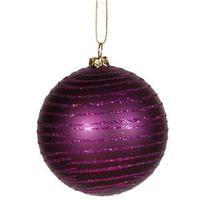 Vickerman 4" Plum Matte-Glitter Ball Ornament (4 pack)