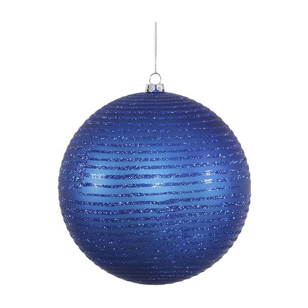 4.75" Blue Matte Glitter Ball Ornament (3 pack)
