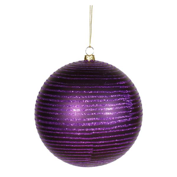 4.75" Purple Matte Glitter Ball Ornament (3 pack)