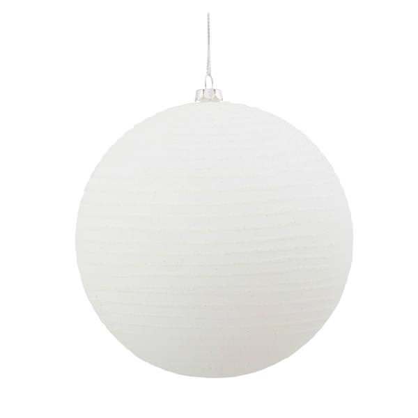 5.5" White Matte Glitter Ball Ornament (2 pack)