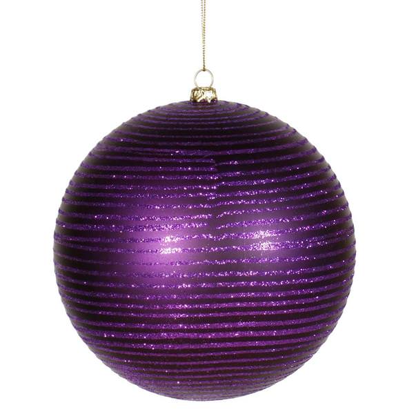 5.5" Purple Matte-Glitter Ball Ornament (2 pack)